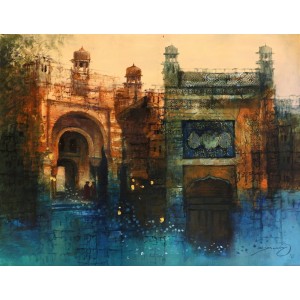 A. Q. Arif, 22 x 28 Inch, Oil on Canvas, Cityscape Painting, AC-AQ-207